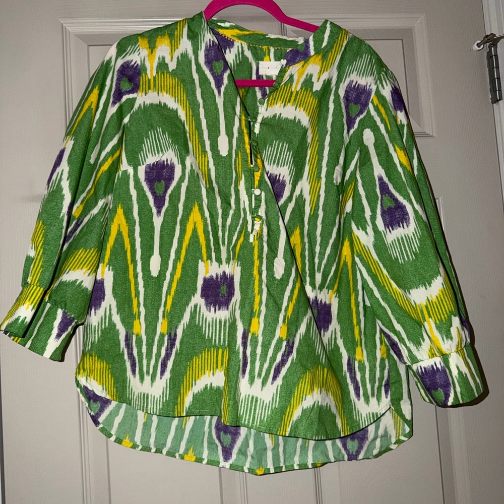 Green and purple Anthropologie blouse